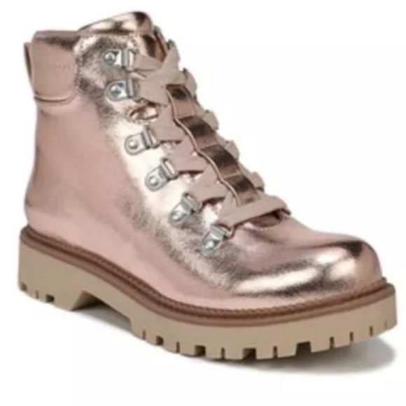 rose gold combat boots